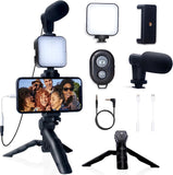 5 in 1 Vlogging Kit with Light Microphone Tripod