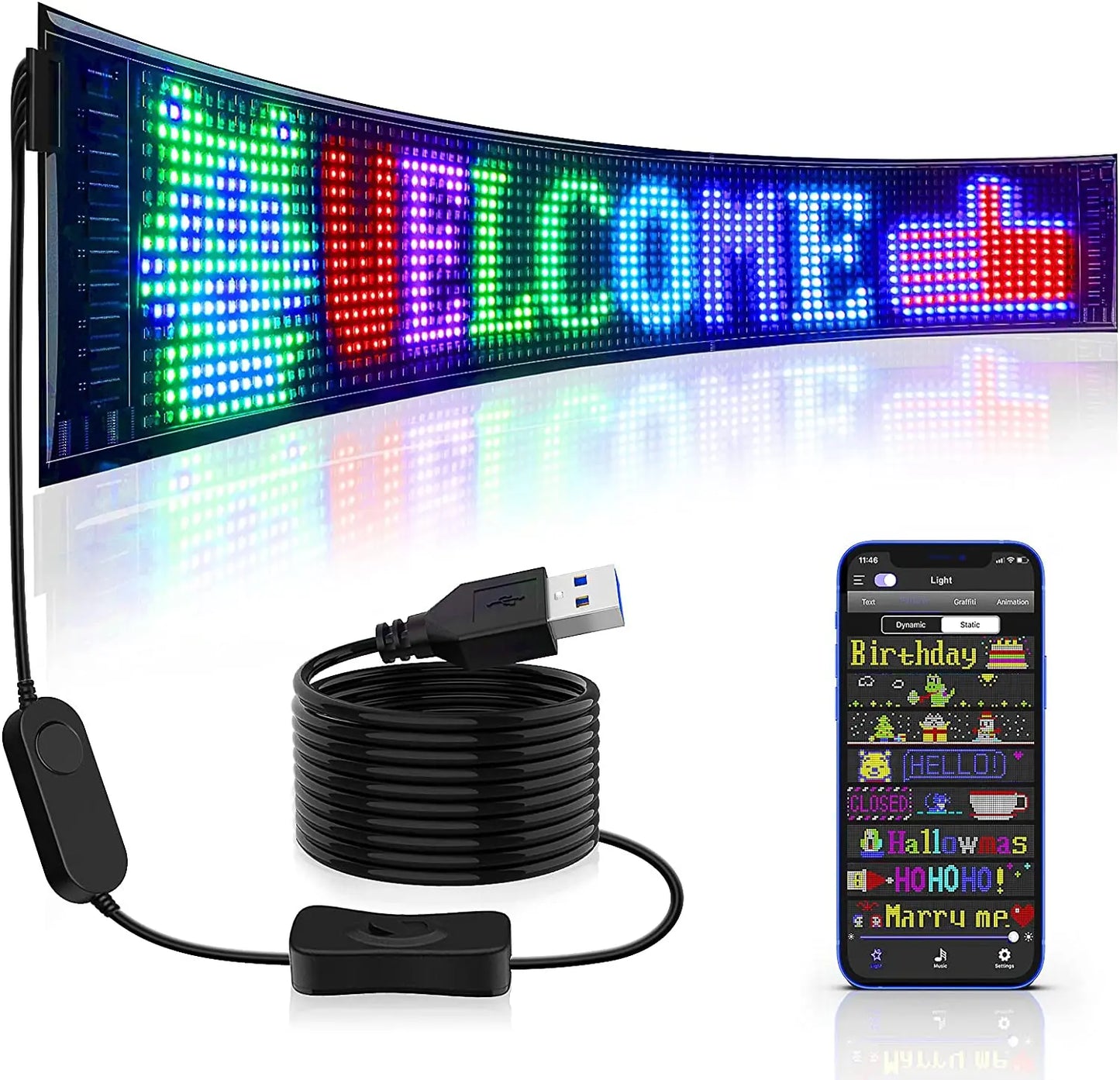 Ultra-thin flexible Bluetooth LED screen