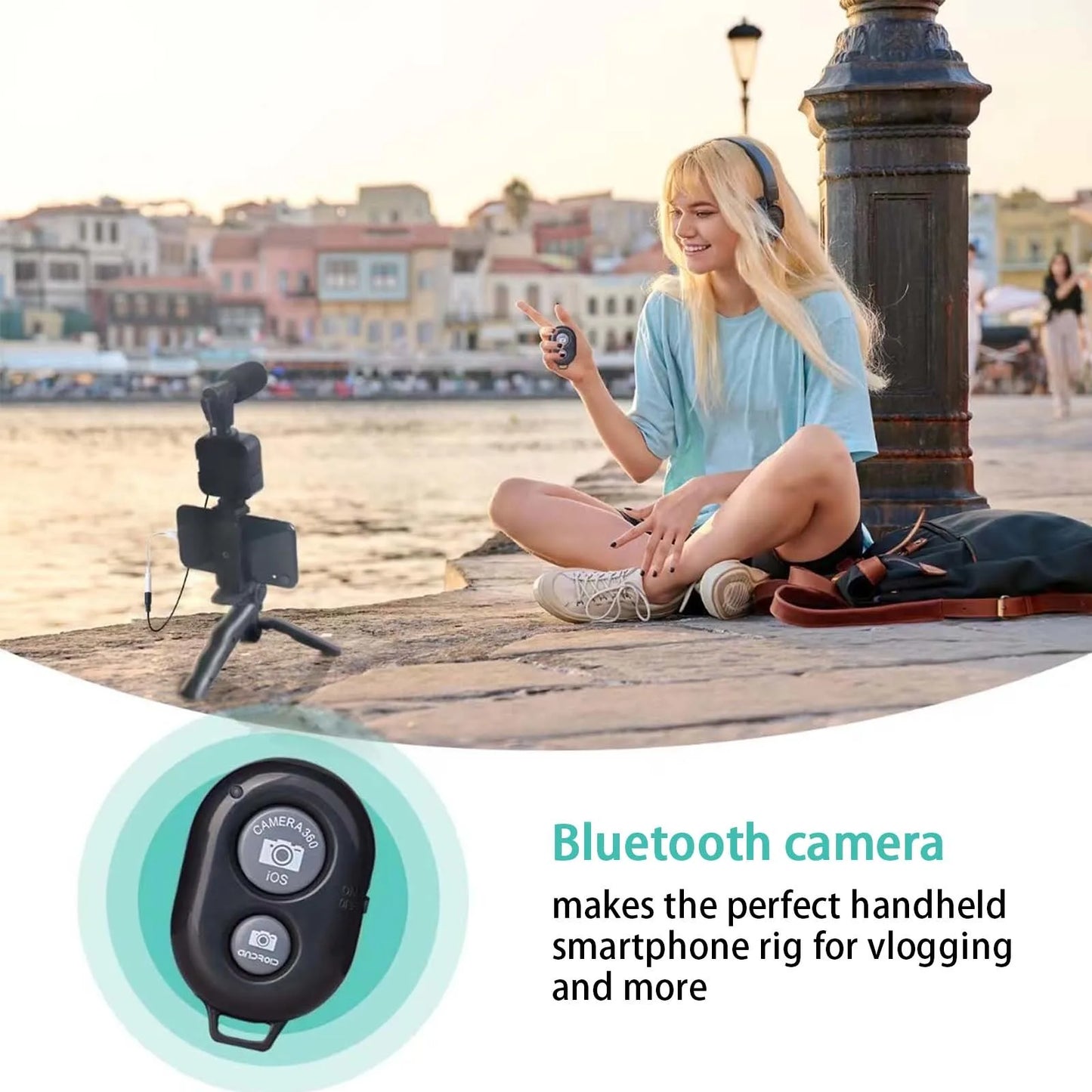 5 in 1 Vlogging Kit with Light Microphone Tripod